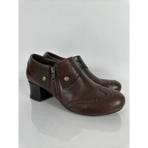 Born Sia Wing Tip Zip Brogue Heels Ankle Boots Bootie B67406 Womens 10